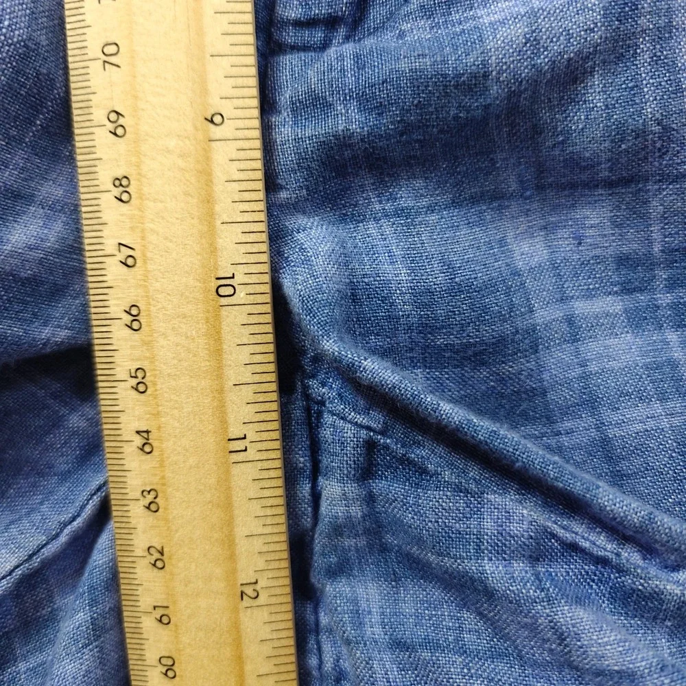 Peter Millar Crown Mens 40 Blue Plaid 100% Linen Shorts MS22B14